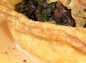 Crostatina broccoletti piccanti, crema d'uovo, salsa farro