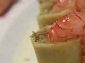 Paccheri ripieni carciofi gamberoni burrata