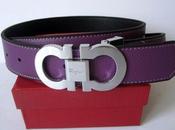 Ferragamo Calfskin Gancio Belt Purple