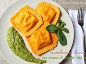 Ravioloni baccalà crema piselli alla menta