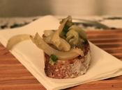 Crostone scarola, carciofi, finocchi pistacchi Bronte.