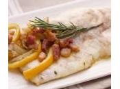 Branzino alla pancetta cipolle arance agrodolce