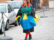 Street...Color block cape...Perfect rain day, Paris