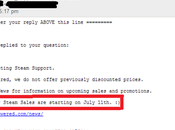 Un'email svela l'11 luglio partiranno saldi Steam Notizia