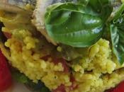 Couscous allo zafferano, alici, pomodoro basilico