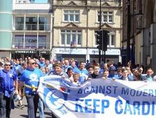 Cardiff City tifosi nuovo protesta Marzo contro rebrand