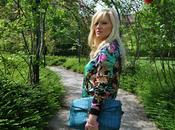 Floral bomber peplum trousers