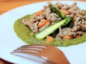 Spatzln grano saraceno ragù asparagi gamberi