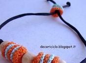 Braccialetto perle legno grezzo rondelle cotone