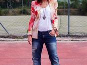 Outfit: Giacca Cavalli, boyfriend jeans sandali rossi borchie