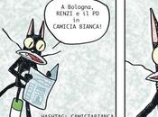 Vignetta satirica: Bologna, premier Renzi camicia bianca