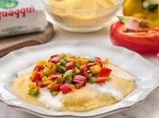Polentina allo zafferano squaqquì ragù peperoni