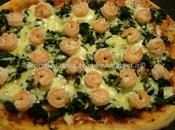 Pizza mazzancolle, asiago spinaci