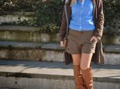 Outfit: shorts brown coat