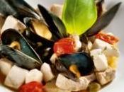 Pesce spada pomodorini, cozze, olive capperi