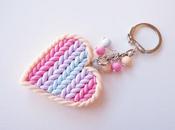 Porta chiavi cuore fimo effetto maglia holder heart knit effect