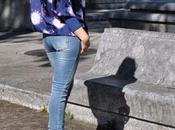 Outfit: silk printed shirt fattori skinny jeans