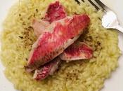 Risotto all'olio limone polvere capperi filetti triglia