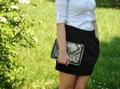 Outfit: black skirt white shirt