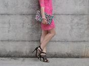 Outfit: fucsia lace dress abito pizzo fruscio