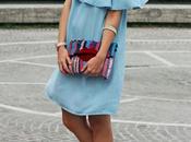 Abito denim rouche clutch multicolor Maslinda Designs