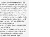 Test Match: Hamilton annuncia l’addio alla Nazionale scozzese