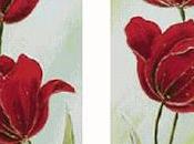 Schema punto croce: Dittico fiori rossi