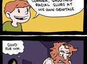 Shouting racial slurs genitals