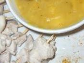 Spiedini petto pollo vellutata curry mele