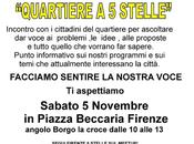 Quartieri stelle: Sabato Novembre seconda tappa cittadini
