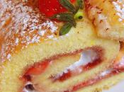 Rotolo panna, fragole marmellata