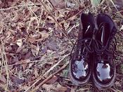 Black patent leather.