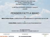 Mecenate d’Anime approda Venezia’ presenta ‘Pensieri fatti mano’